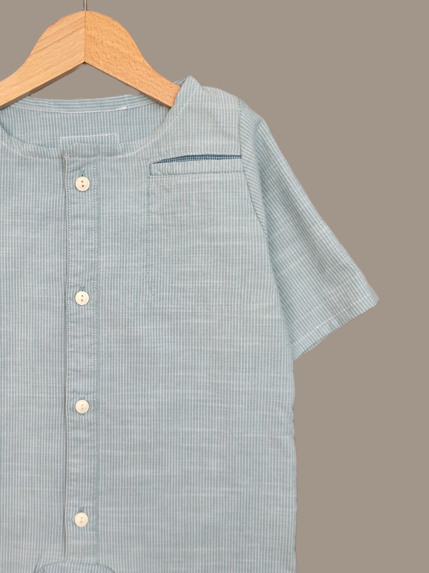 Recycling Overall aus Baumwolle Gr 3M (62-74) - Aqua feine Streifen