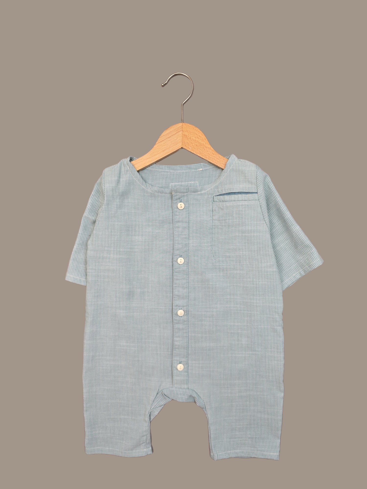 Recycling Overall aus Baumwolle Gr 3M (62-74) - Aqua feine Streifen