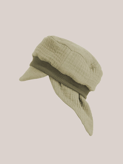 Michel cap organic muslin with neck protection - powder