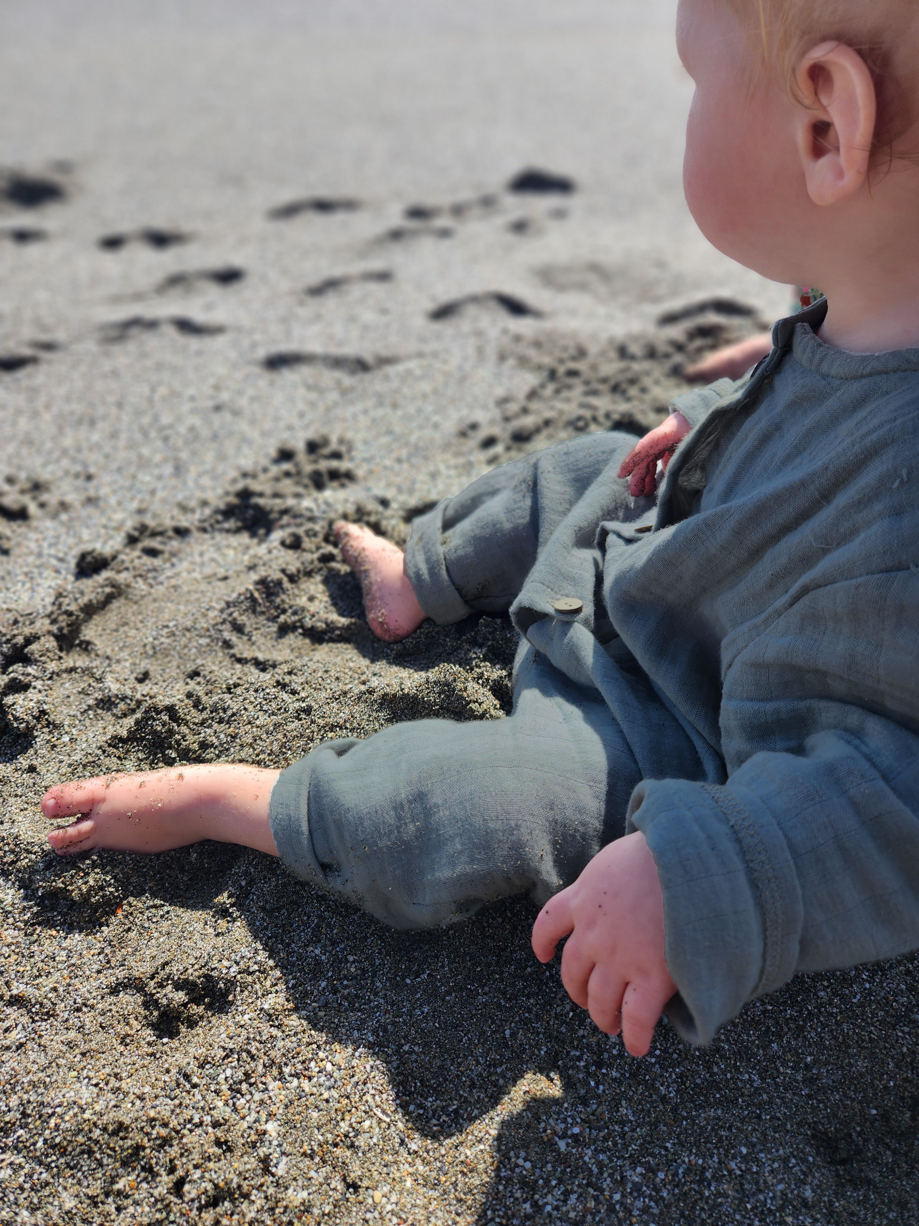 Mini overall muslin made from 100% organic cotton - Dove