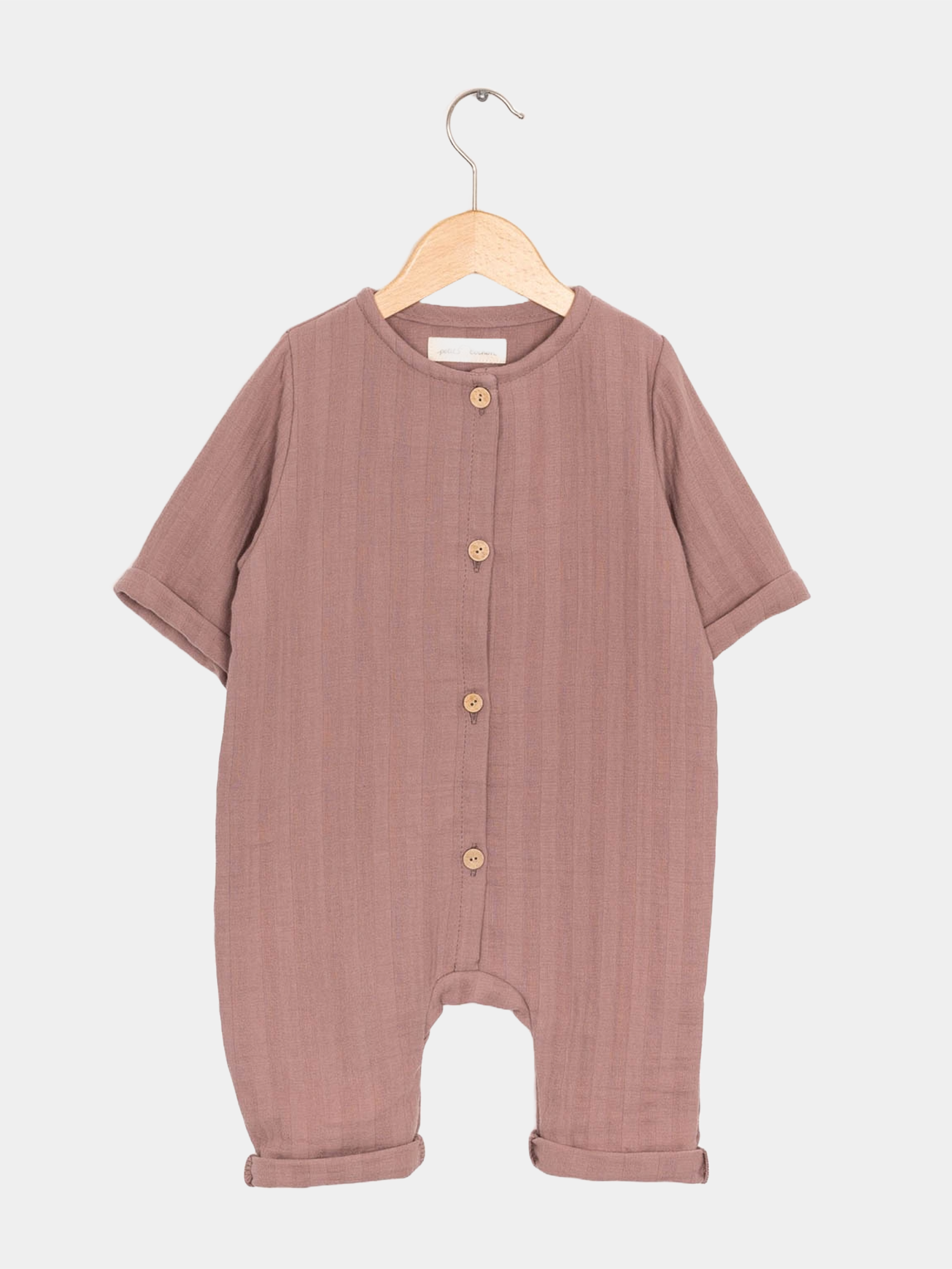 Mini overall muslin made from 100% organic cotton - Rosé