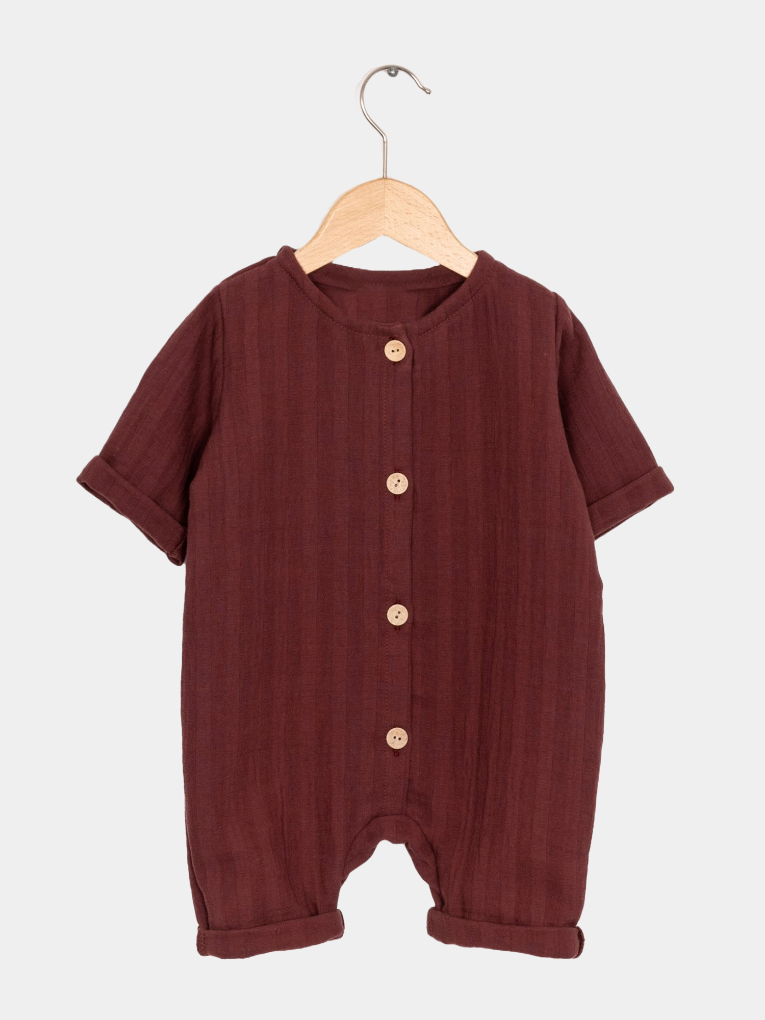 Mini overall muslin made from 100% organic cotton - Burgundy