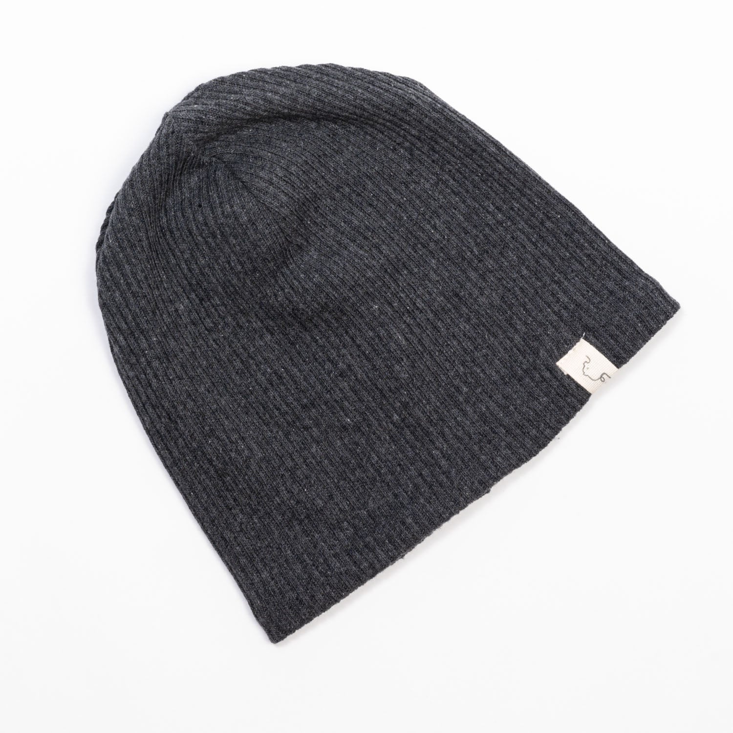 Beanie Rippstrick Ruß Gr. 0M-6M, neu, zeigt feine Rippenstruktur, geeignet für Babys von 0 bis 6 Monaten.