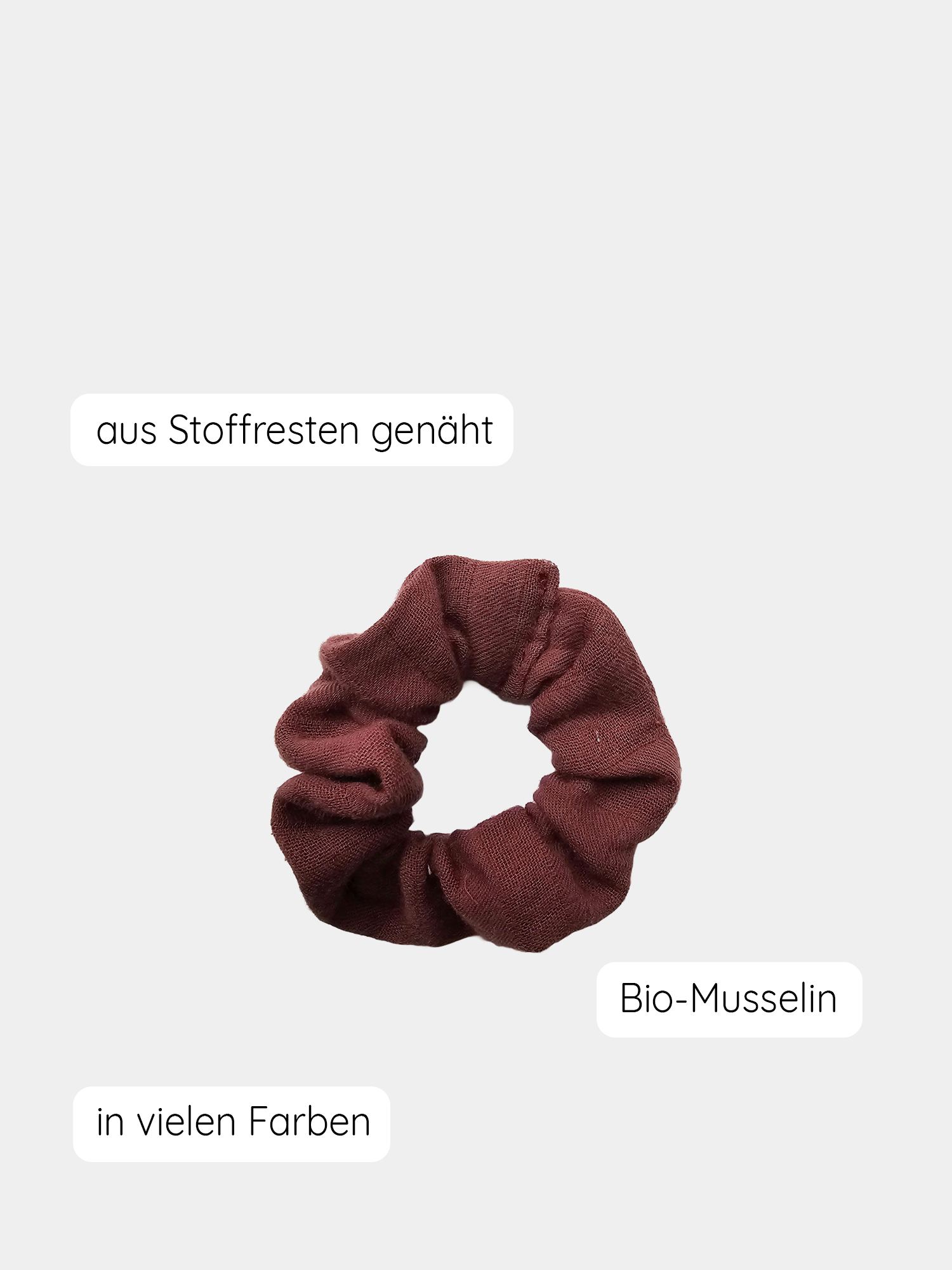 Upcycling Scrunchies Bio-Musselin-Burgund
