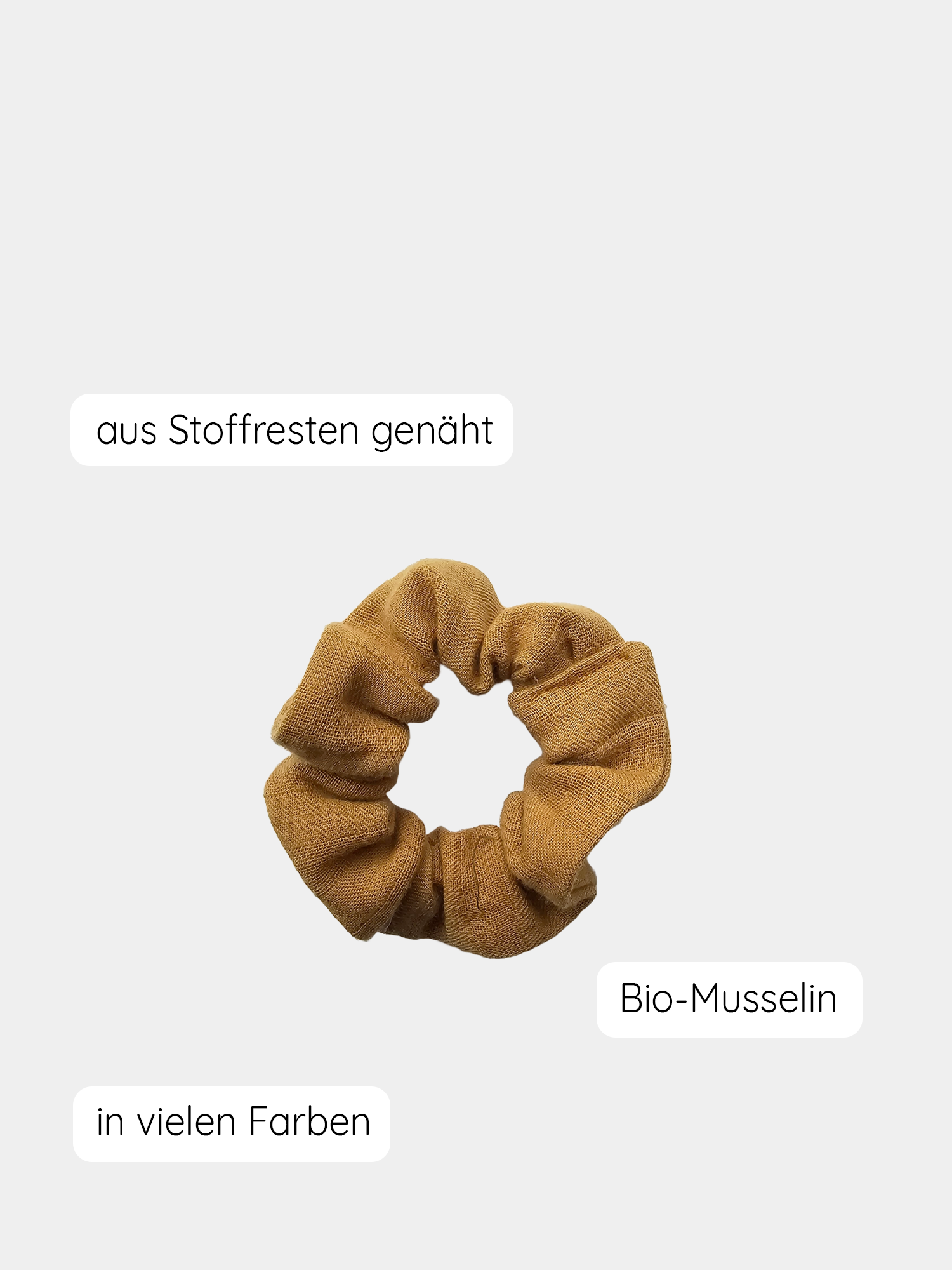 Upcycling Scrunchies Bio-Musselin - Kurkuma