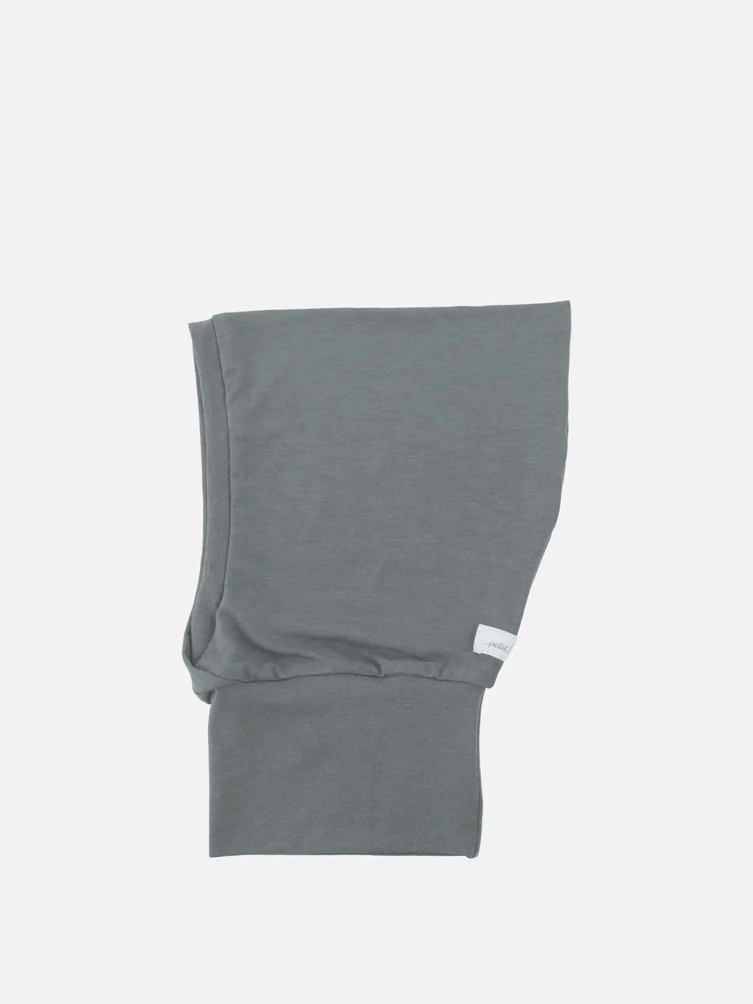 Schlupfmütze Kaschmir-Mix - Taube: Gefalteter Hoodie mit sichtbarer Kapuze und geripptem Ärmelsaum, gefertigt aus einem weichen Kaschmir-Mix, ideal für kalte Tage, bietet Komfort und Schutz.