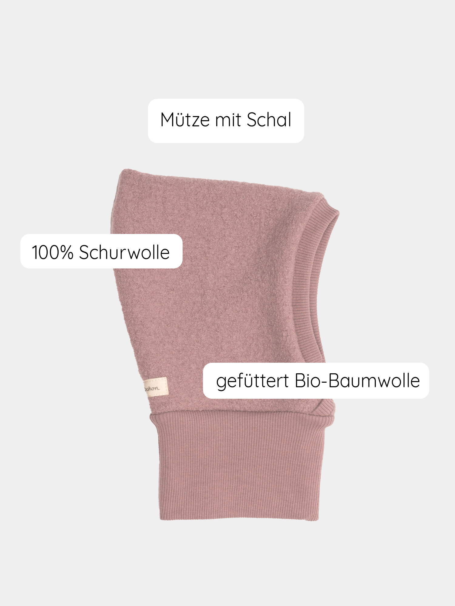 Schlupfmütze Wollwalk - Rosé