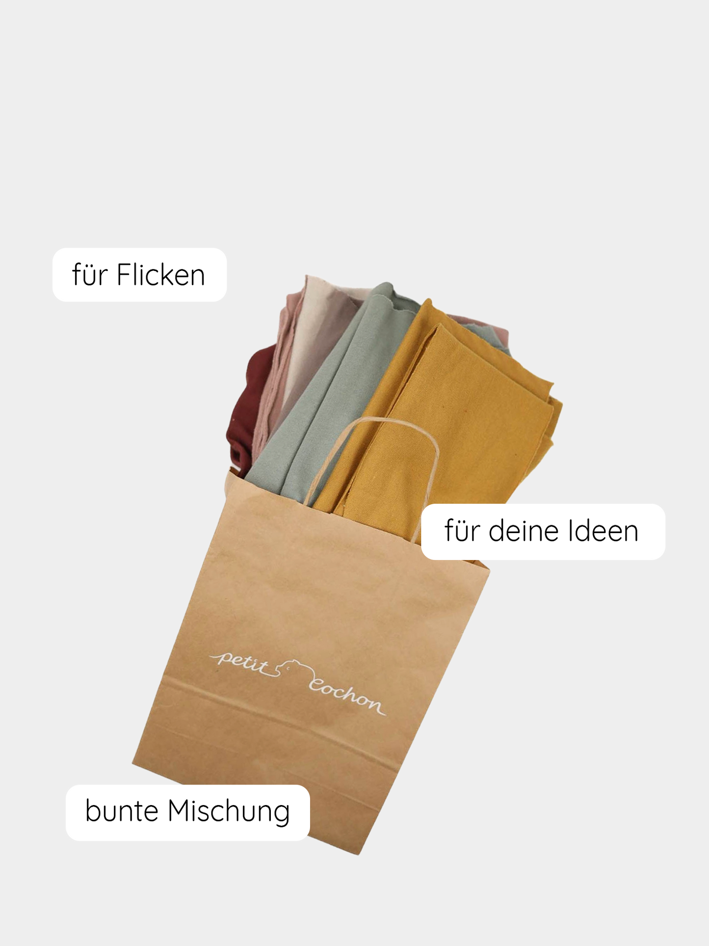 Stoffreste aus Wollwalk und Jersey in der Überraschungstüte für kreative Anwendungen