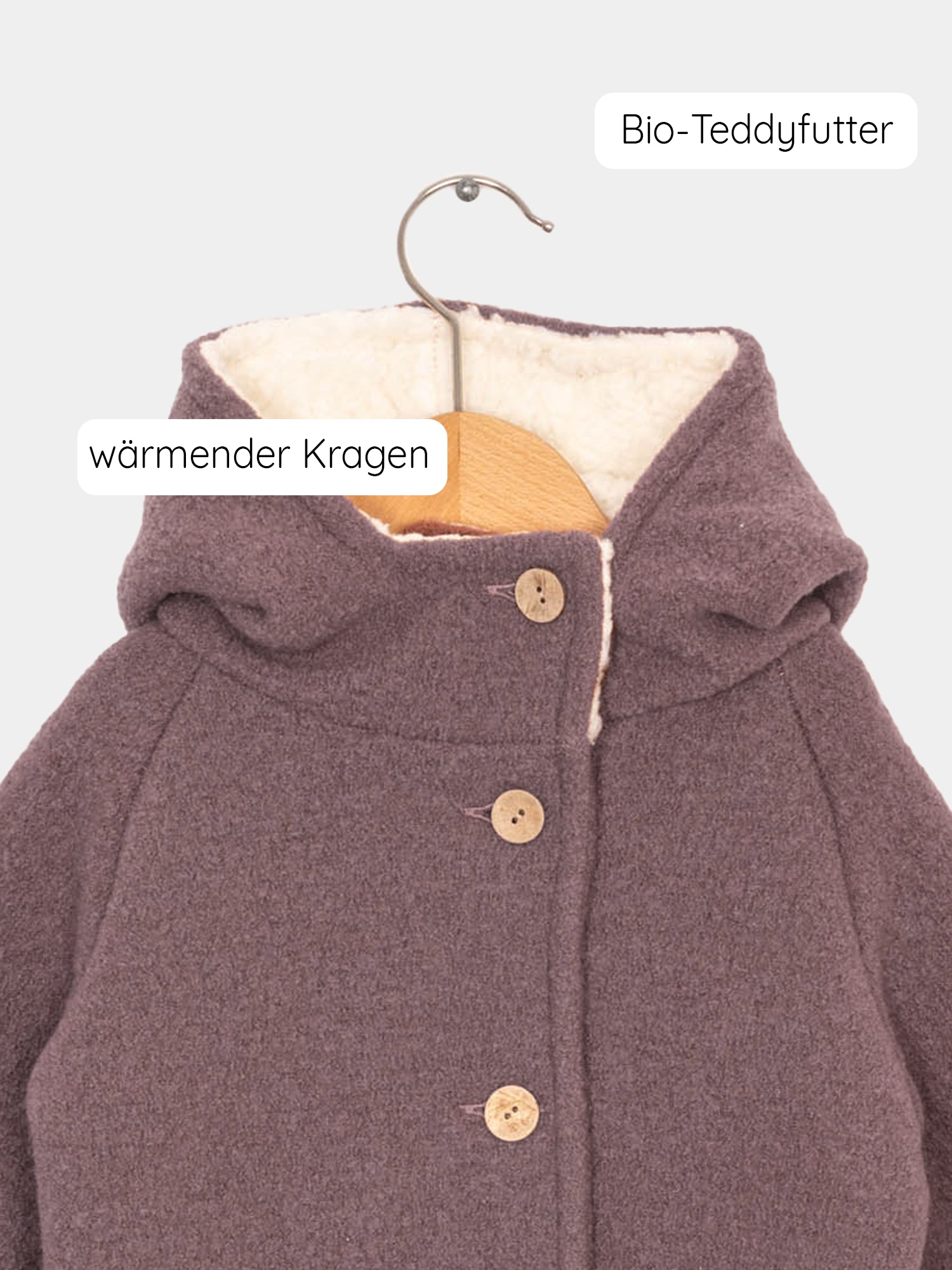 Wool Pixie Jacket with Teddy - mauve