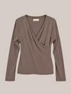 Wrap shirt long sleeve cashmere blend - cinnamon