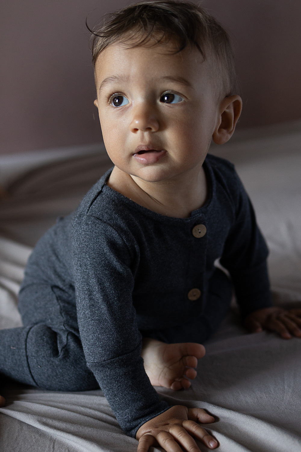 Mini tutina in maglia fine - Grigio antracite mélange