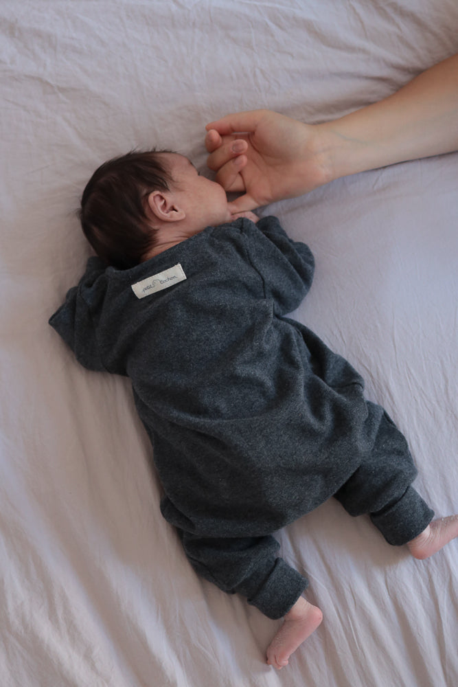 Mini tutina in maglia fine - Grigio antracite mélange