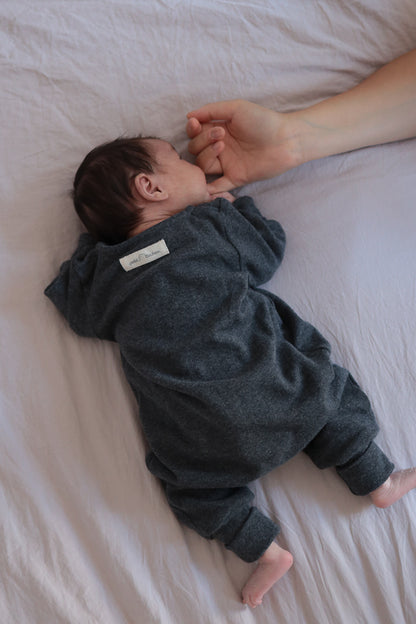 Mini tutina in maglia fine - Grigio antracite mélange