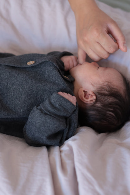 Mini tutina in maglia fine - Grigio antracite mélange