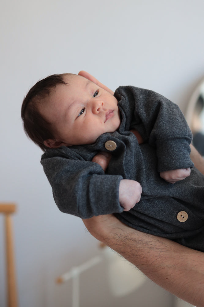 Mini tutina in maglia fine - Grigio antracite mélange