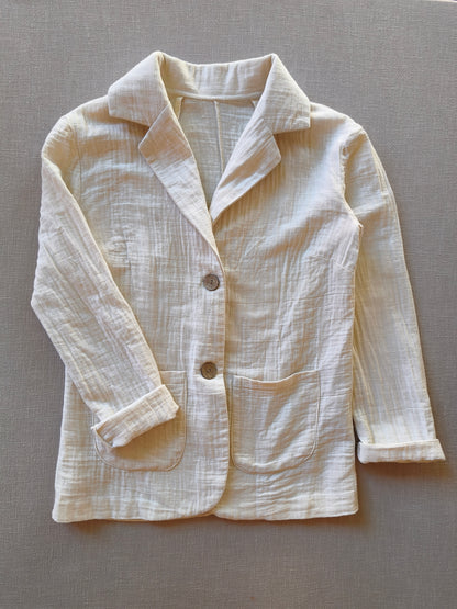 Frauen Blazer Musselin Natur Gr M
