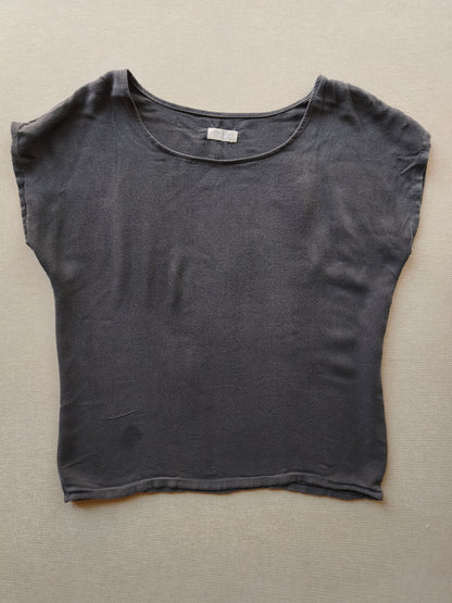 Frauen Crepe Shirt Ruß Gr S / kleiner Fleck