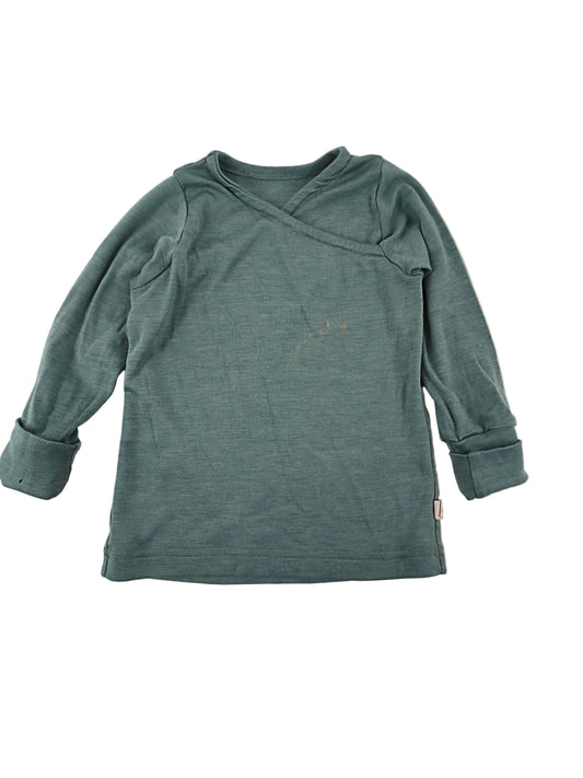Wickelshirt Wolle Seide grün meliert  Gr 3Y