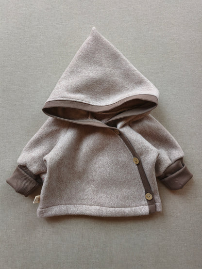 Baby Wichteljacke Baumwoll Fleece Hafer meliert Gr 0M