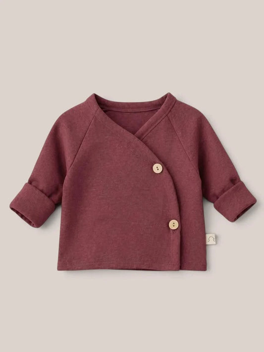 Baby Schlüttli Feinstrick Beere meliert Gr 3M / Halsausschnitt etwas zu groß