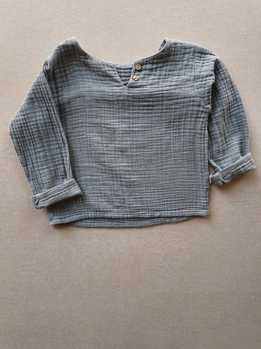 Hemdchen Musselin Eisblau Gr 3Y