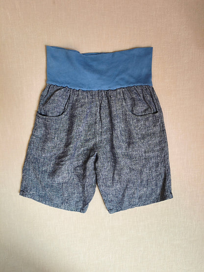 Kurze Buxe Leinen Mix Blaubeere Gr. 8/9