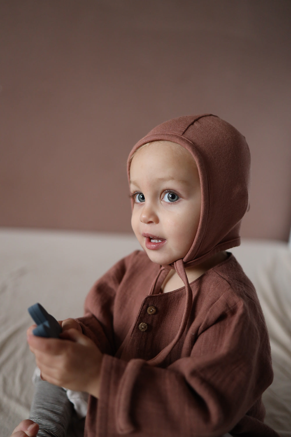 Baby bonnet cashmere mix - cinnamon