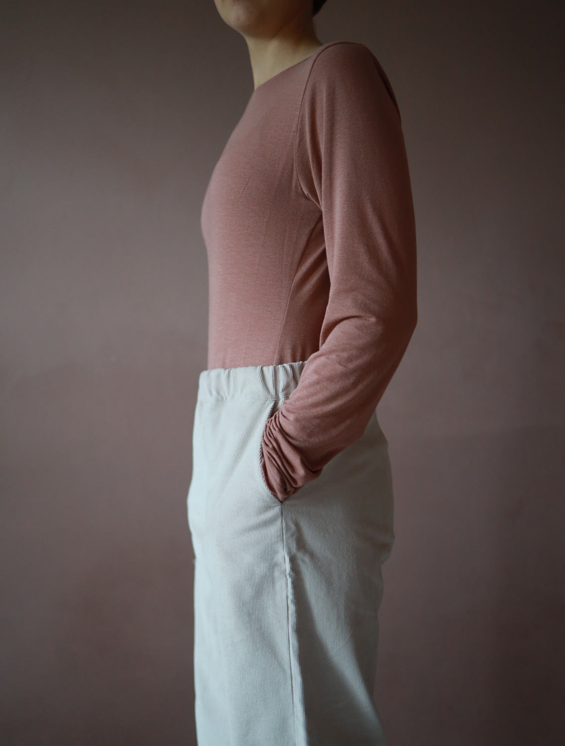 Cashmere blend long sleeve shirt - cinnamon