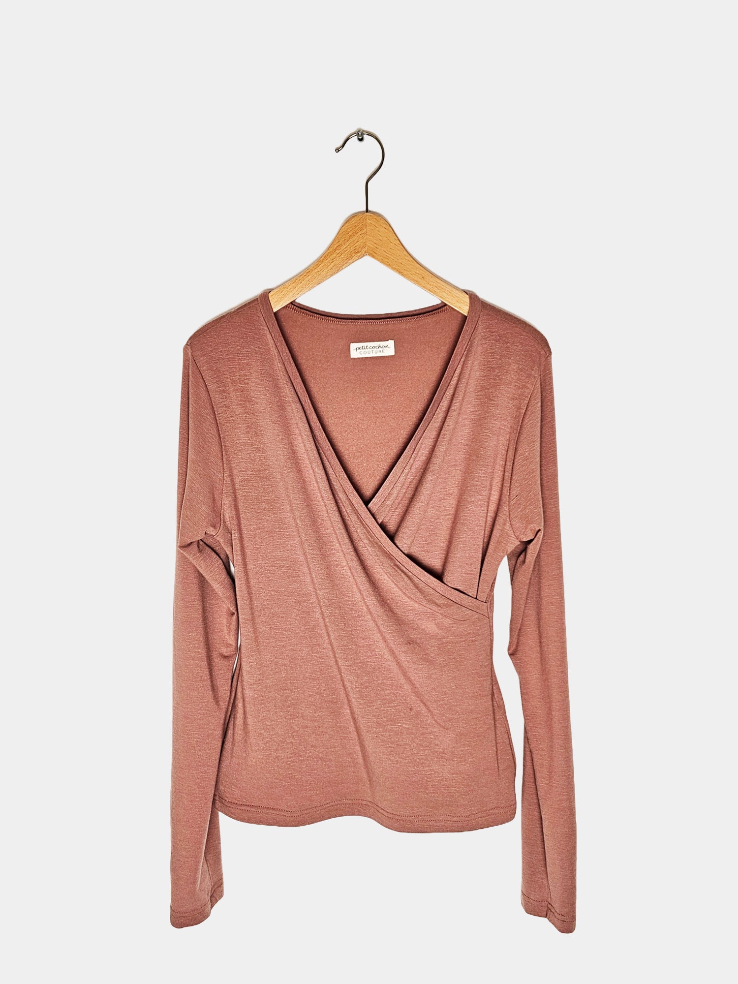 Wrap shirt long sleeve cashmere blend - cinnamon