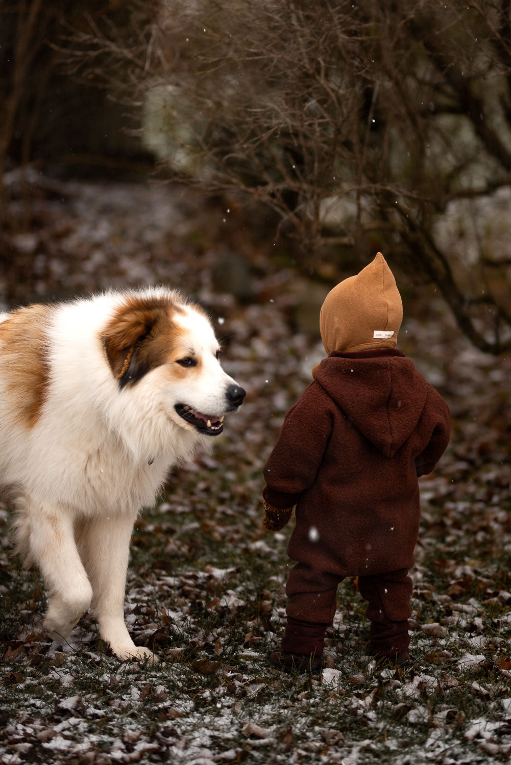 Mono de invierno de lana hervida - traje achuchable con forro de peluche de algodón ecológico