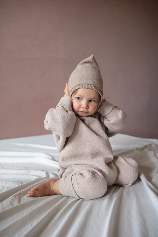 Cuddly wool suit - sand