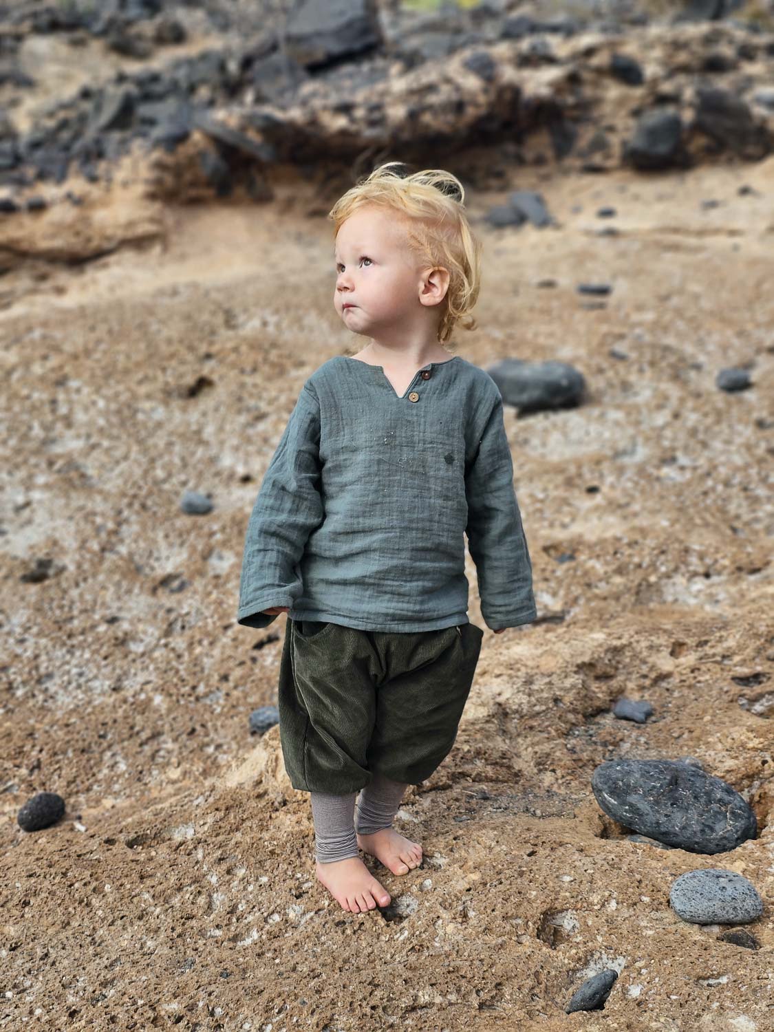 Knickerbocker fine corduroy with striped cuffs - Wheat