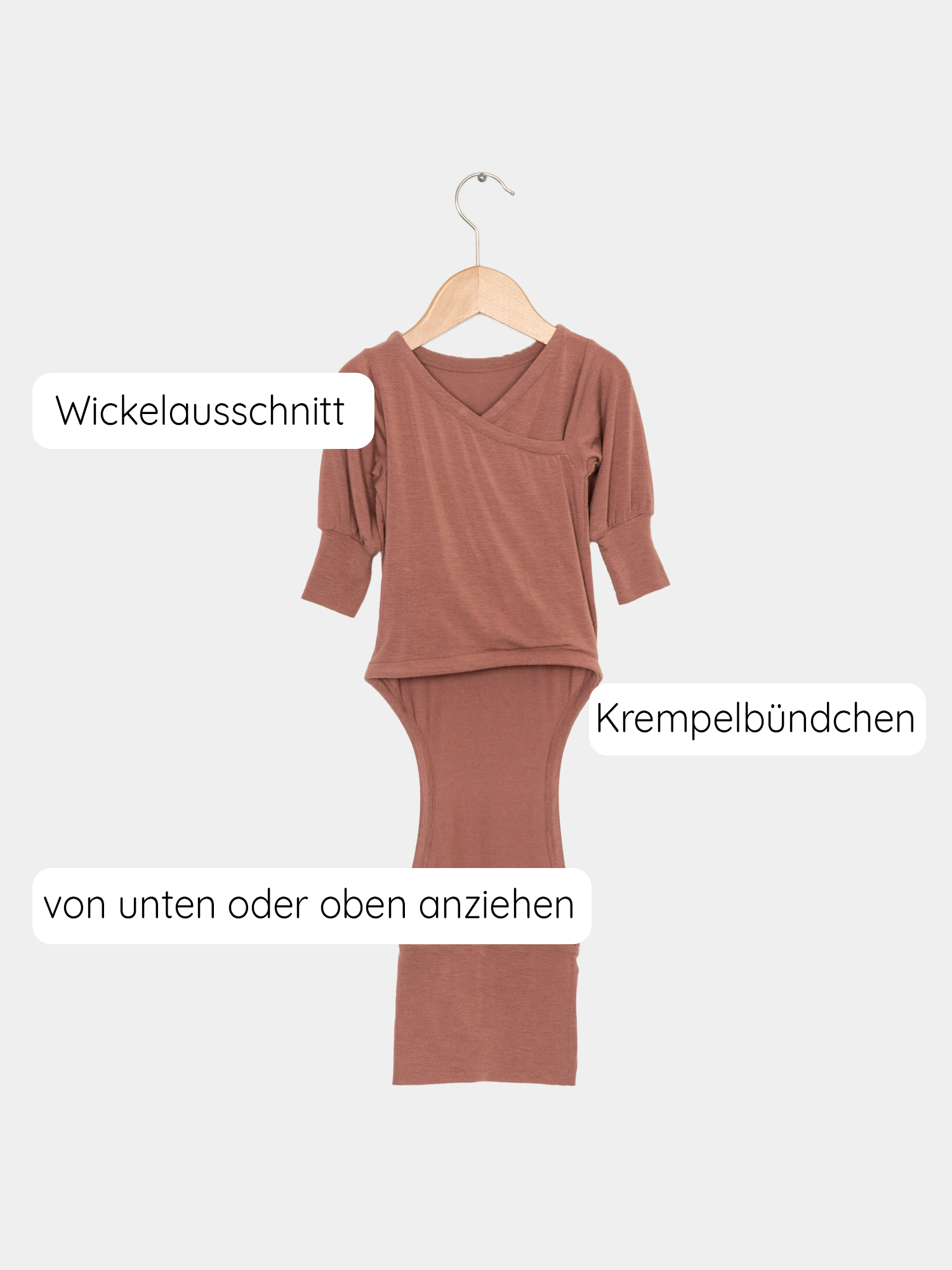 Loopbody Kaschmir-Mix - mitwachsender Babybody - Zimt