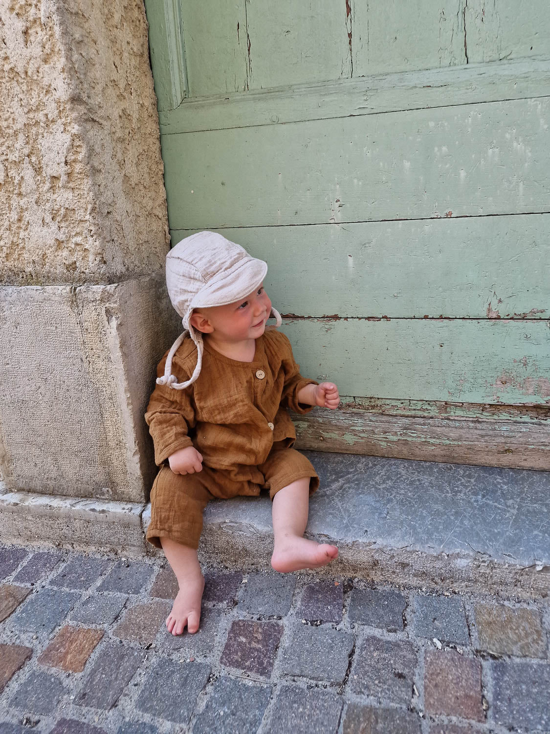 Mini overall muslin made from 100% organic cotton - Sahara