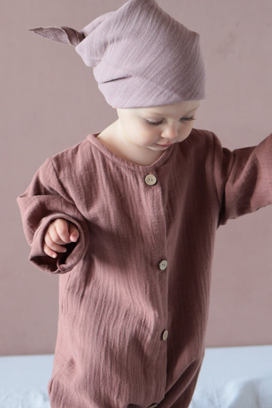 Mini overall muslin made from 100% organic cotton - cinnamon