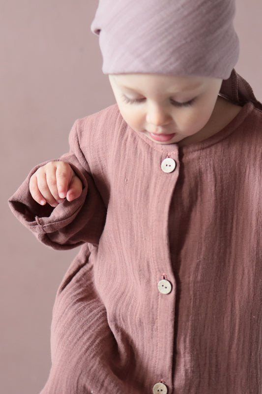 Mini overall muslin made from 100% organic cotton - cinnamon