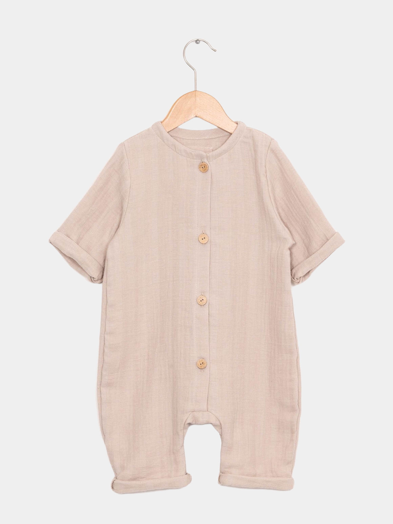 Mini overall muslin made from 100% organic cotton - Sand