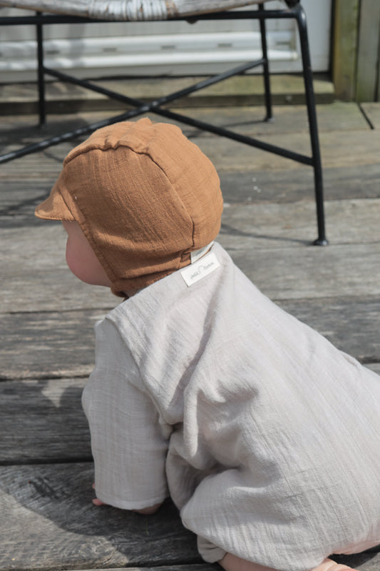 Mini overall muslin made from 100% organic cotton - Sand