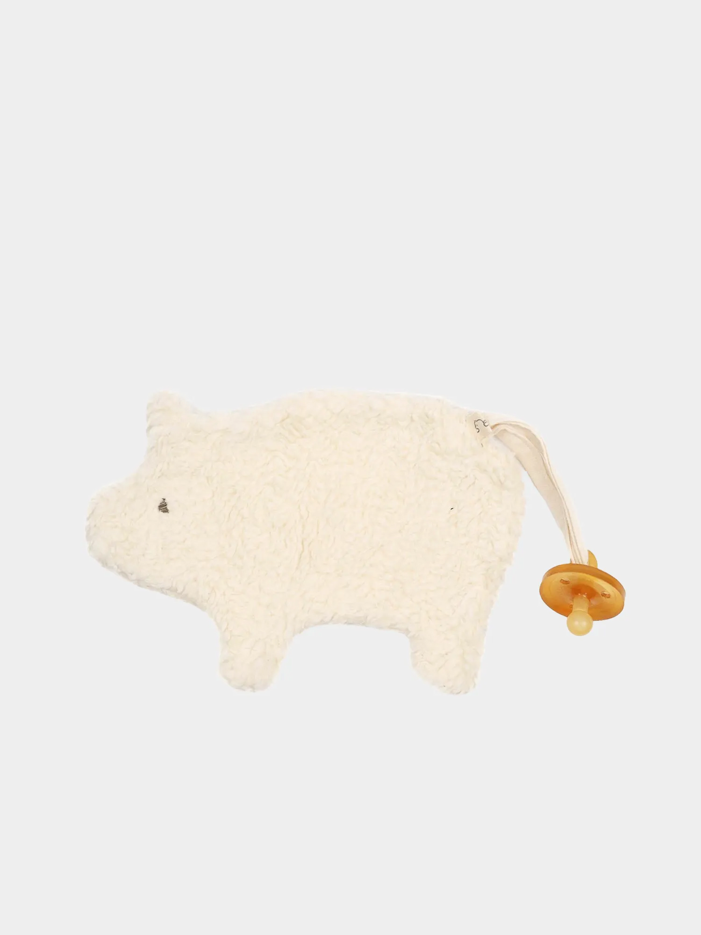 Organic teddy pacifier cloth in natural color by Petit Cochon for babies, ideal for cuddling and keeping the pacifier secure.