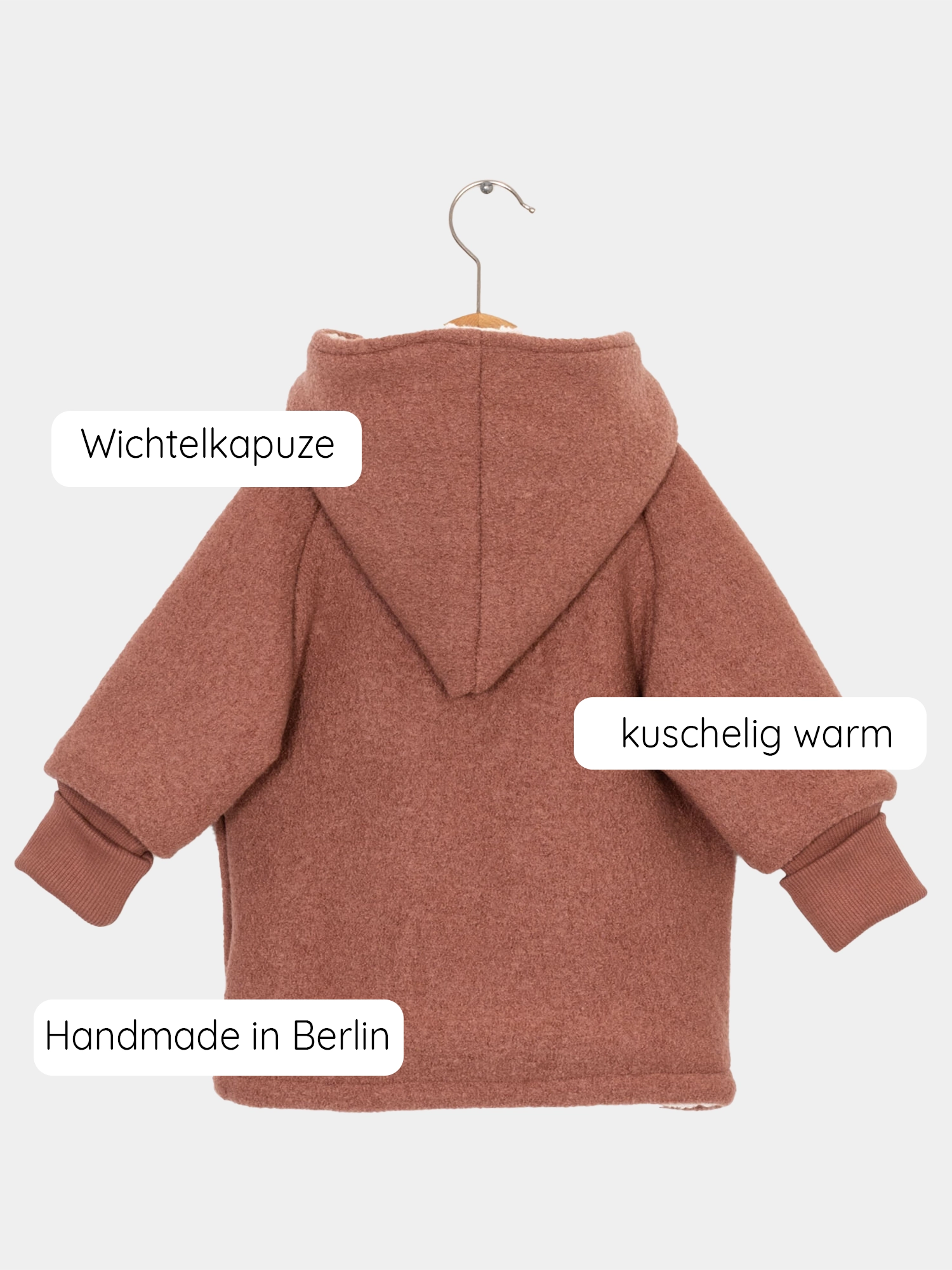 Winter Wichteljacke Wollwalk - Zimt