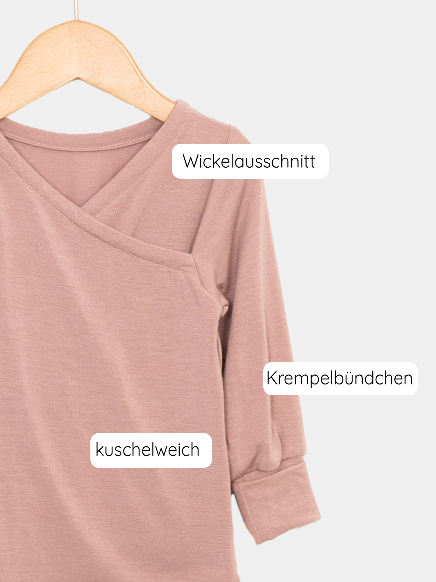 Wickelshirt aus Kaschmir-Mix - Puder