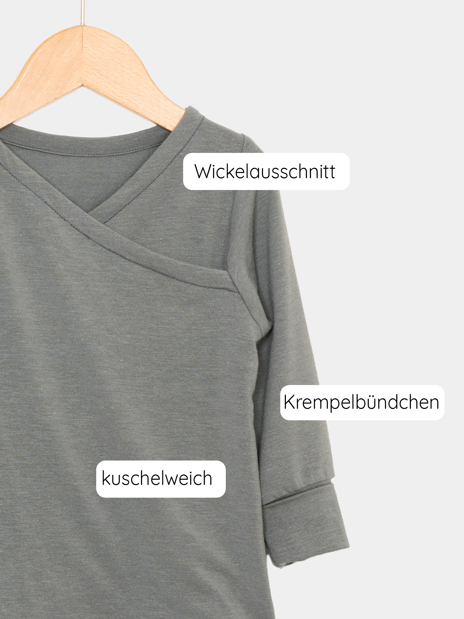 Wickelshirt aus Kaschmir-Mix - Taube